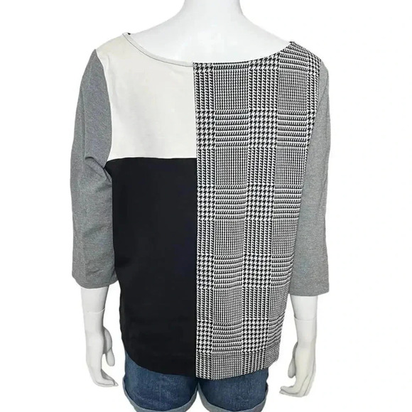 Lane Bryant Black and White Houndstooth Knit Ponte Sweater Size 14/16 - Picture 3 of 14